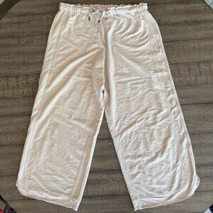 Sundays wearesundays cropped wideleg cotton blend pants khaki tan sz 2 medium